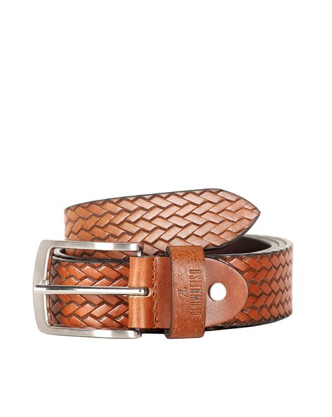 Braided Leather Belt with Buckle Closure