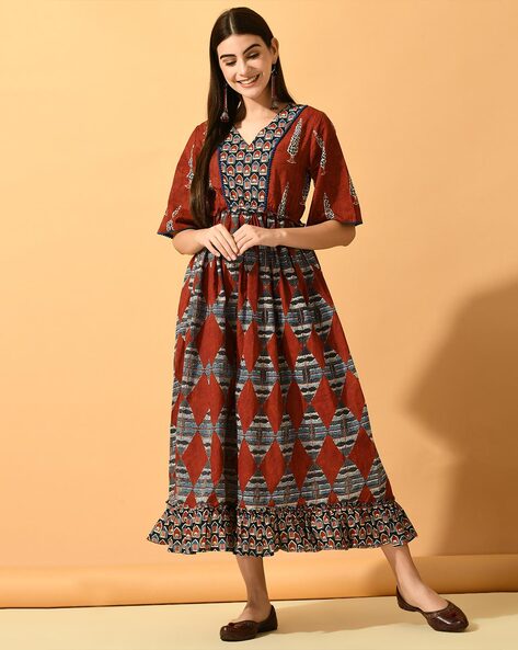Printed Block Print Cotton Dress at Rs 700/piece in Jaipur | ID:  2850372239448