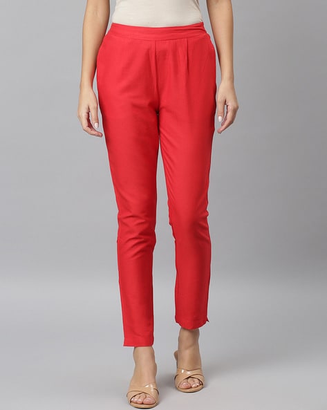 Red hot sale pleated pants