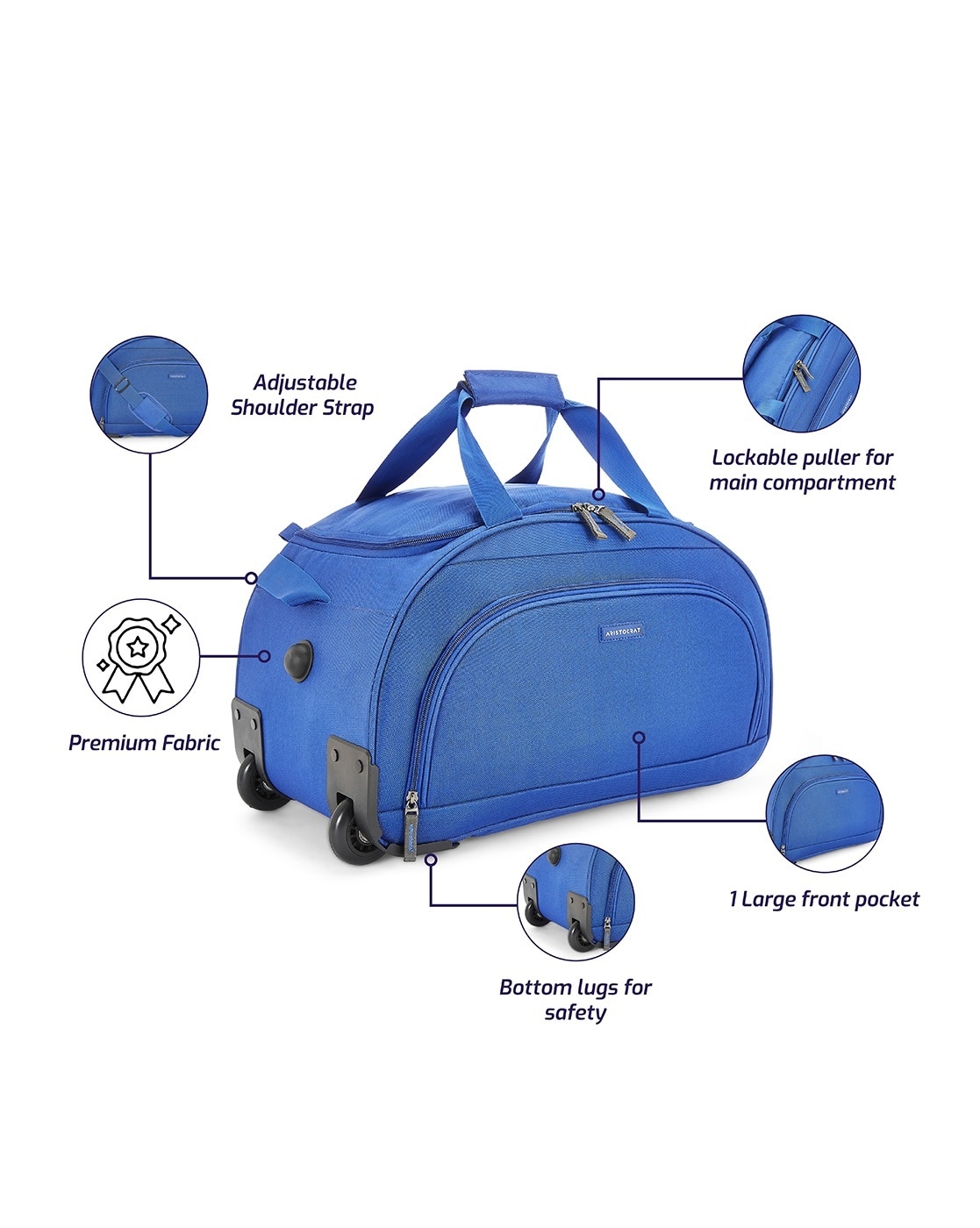 Aristocrat DFTRO52ETBL Polyester 2W Duffle Trolley Cabin Bag (52 cm, Blue)  Price - Buy Online at Best Price in India