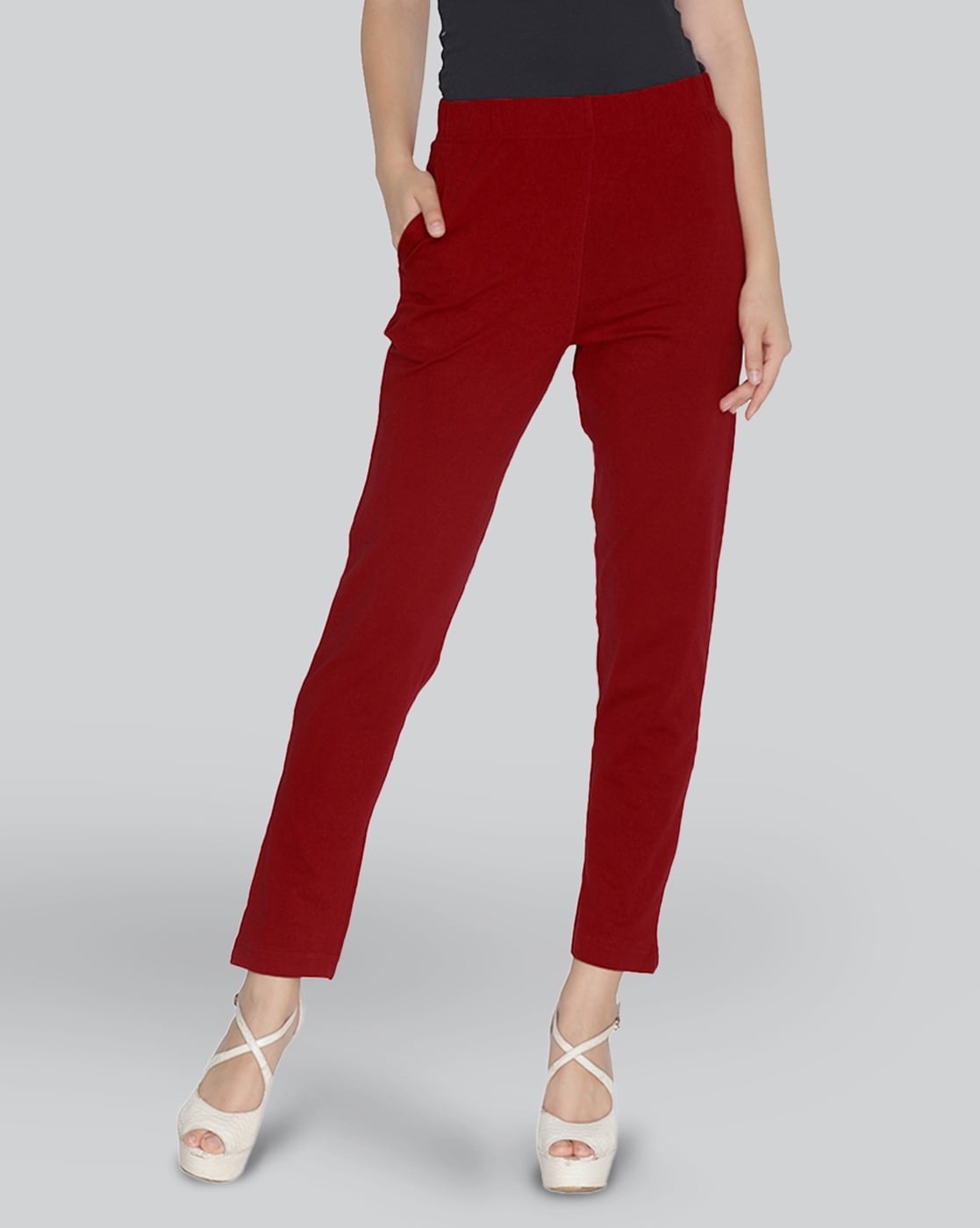 Cotton Ankle Length leggings Online | Red Leggings - Lyra – LYRA