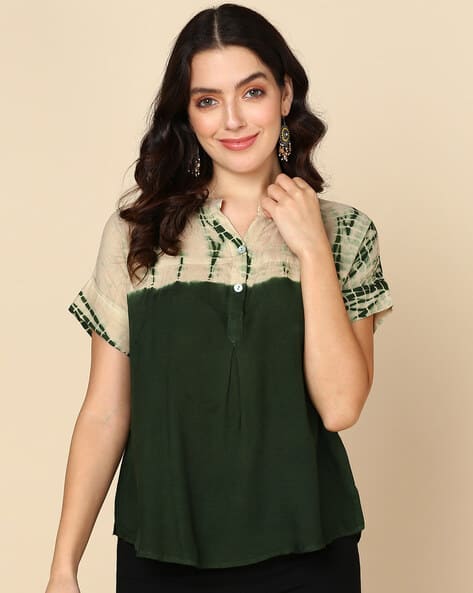 Tie & Dye Top with Curved Hemline