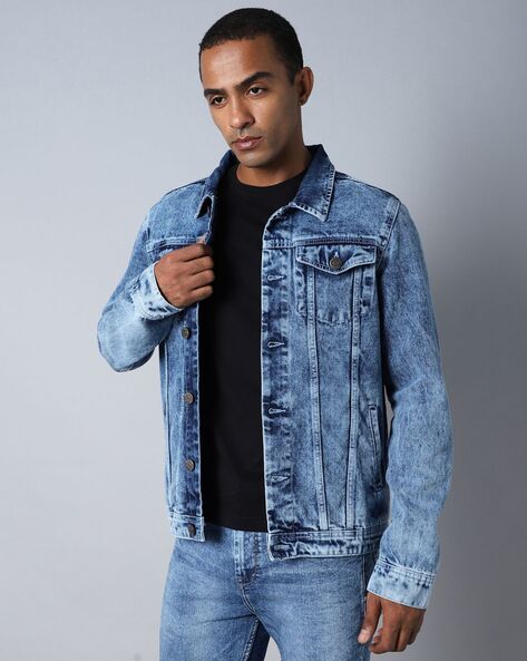 Mens Trucker Blue Flex Denim Jacket Outerwear - Luca Designs