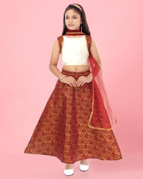 Buy Aarika Girls Green Color Self Design Lehenga Choli set  (LCH-K6-1058-GREEN-5-6-Y) at Amazon.in