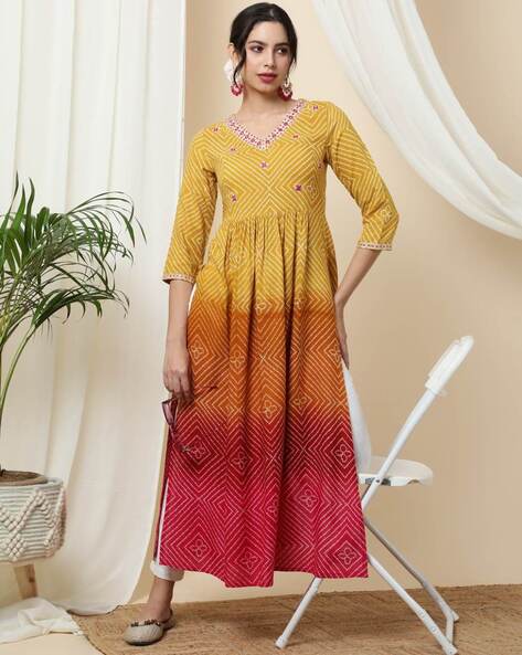 Mustard Kurtas for Women by Kimayra Online | Ajio.com