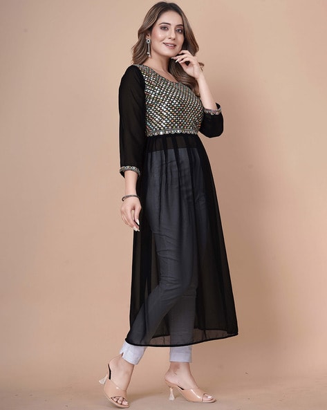 Divena Black Printed A Line Kurti Price in India, Full Specifications &  Offers | DTashion.com