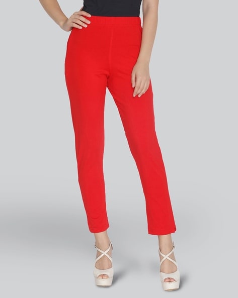 Active Wear | Lux Lyra Premium Churidaar Leggings,Red Colour | Freeup