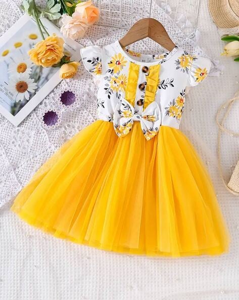 Classic Yellow Toddler Girl Petal Dress by Sophie & Lucas - Madison-Drake  Children's Boutique