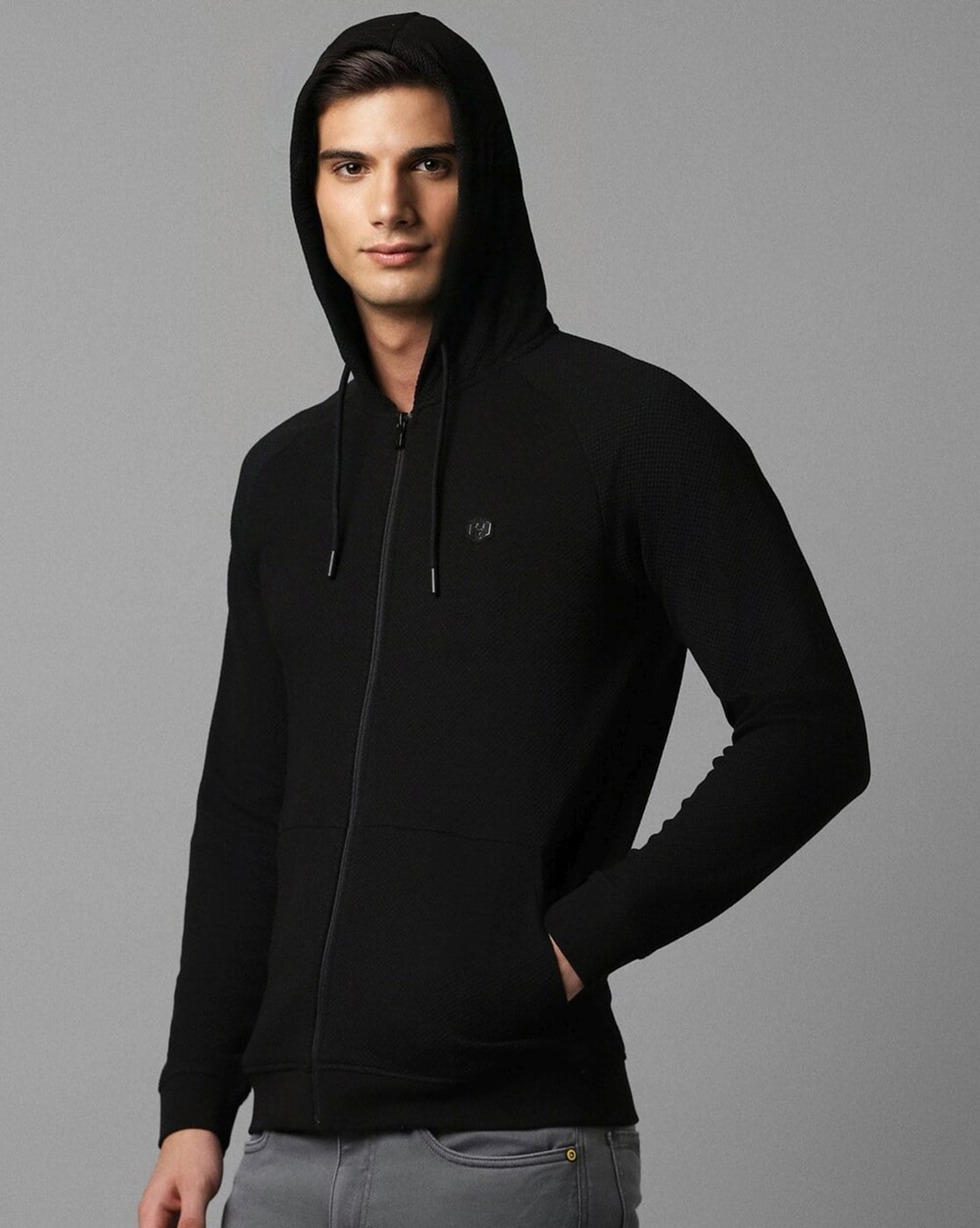 Allen solly black hoodie hot sale