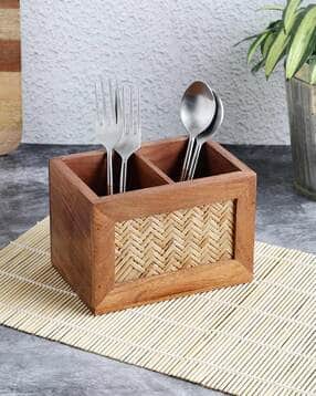 Handcrafted Bamboo Wooden Cutlery Holder-image-44