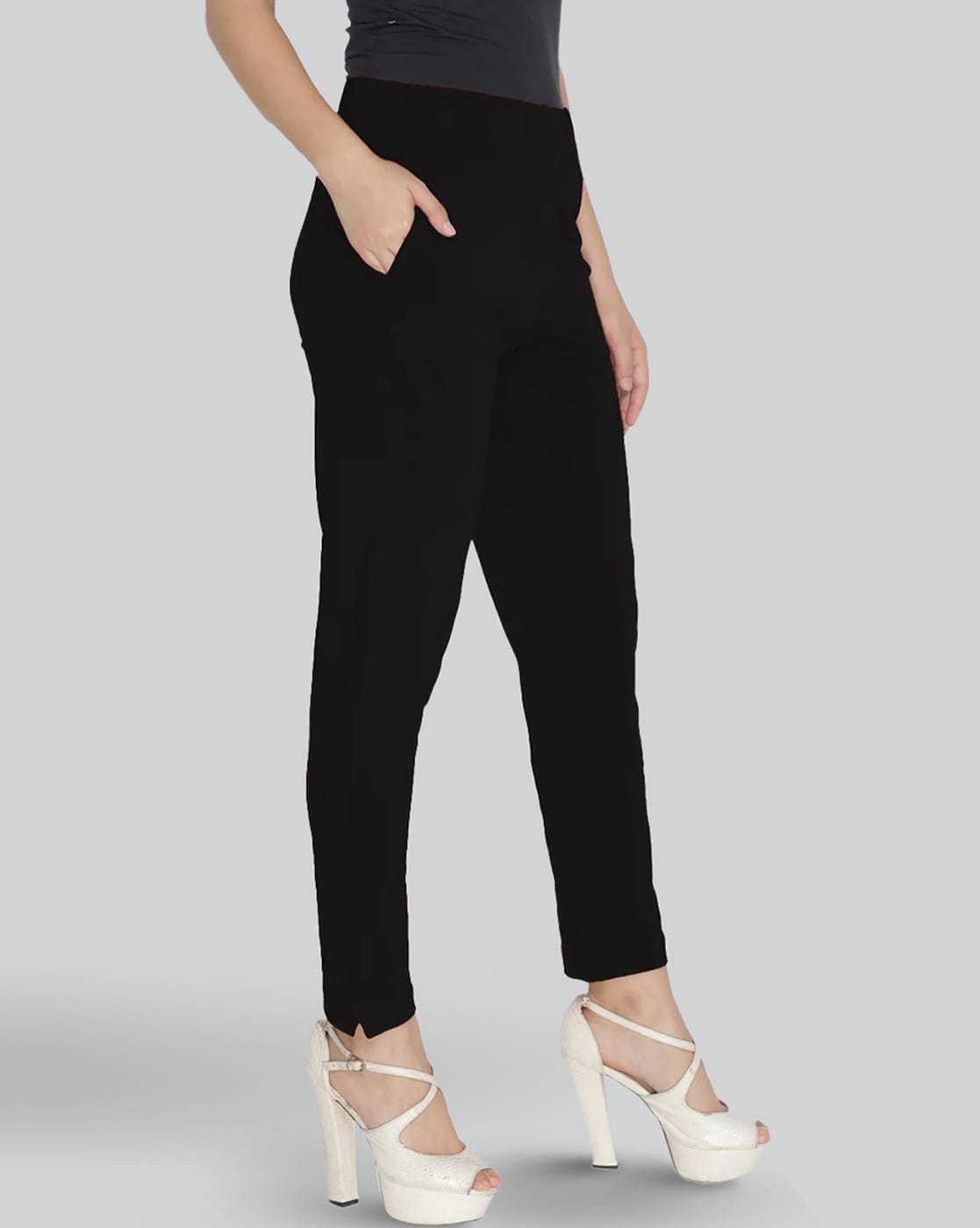 Buy Lyra Women's Solid Black Strech Pencil Pant Online at Best Prices in  India - JioMart.
