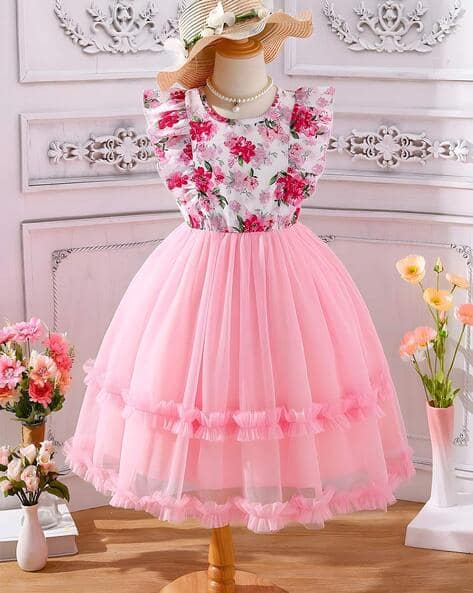 Thoillling Girl Floral Print A-Line Dress