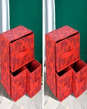 kuber industries Floral Print 3-Drawer Foldable Drawer Storage Organizer-picture-36