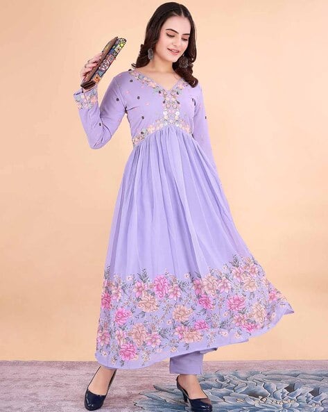 FloralEmbossedCottonJersey A-Line Dress