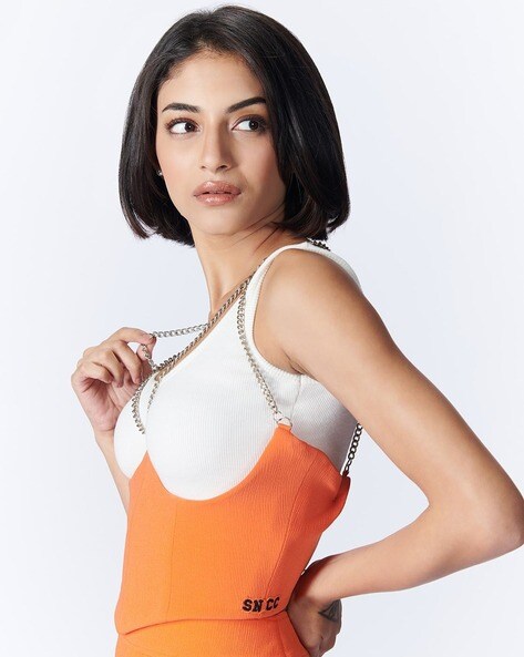 Off-White Cotton Corset Top Design by S&N by Shantnu Nikhil at