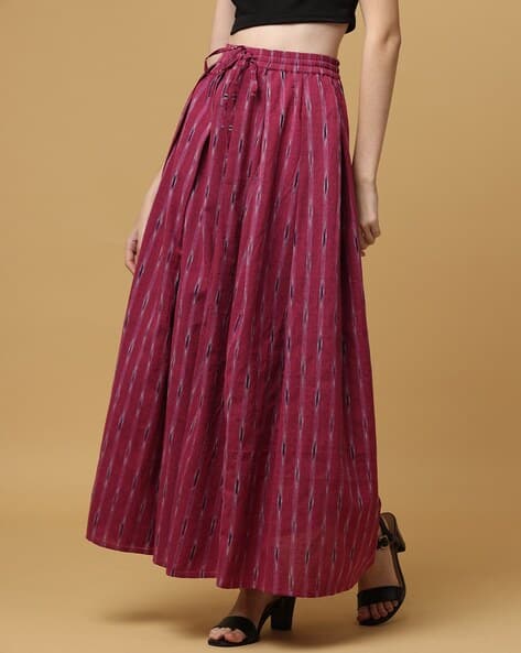 Flared Skirt High Waisted Long Skirt Cotton Buy Pink Skirts For