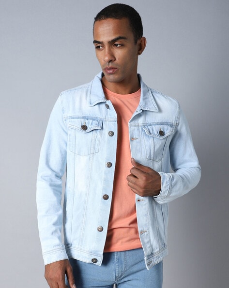Buy High Star Washed Spread Collar Long Sleeves Denim Jacket - Jackets for  Men 27074486 | Myntra