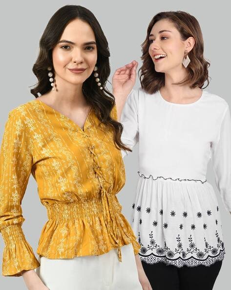 Blushia Pack of 2 Women Printed Regular Fit Tops