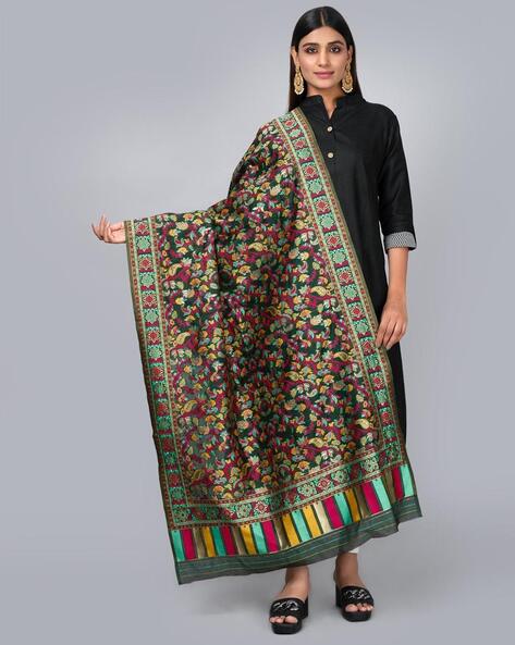 Women Paisley Woven Dupatta with Contrast Border Price in India