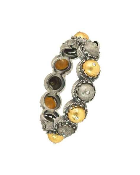 YUVI CREATION Women Oxidised Silver-Plated Cuff Bracelet