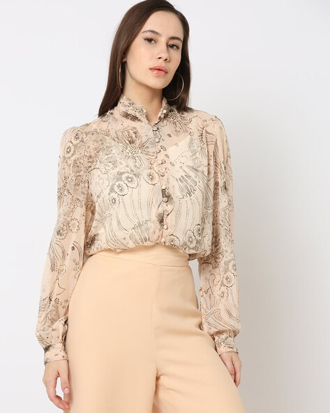 Women Floral Print Relaxed Fit Top with Inner