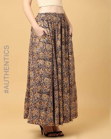 Kalamkari Flared Cotton Maxi Skirt