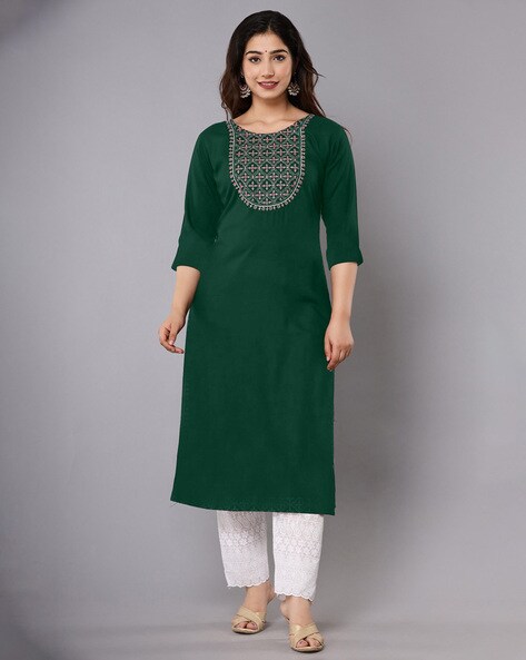 Buy Bottle Green Kurta Suit Sets for Women by YOUTHNIC Online | Ajio.com