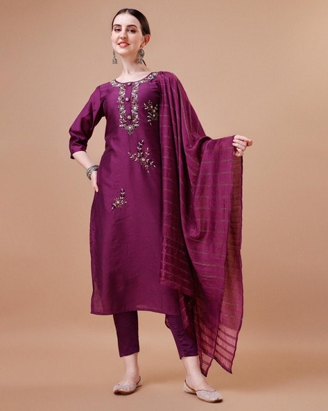 Purple Kurta Suit Sets for Women by BERRYLICIOUS Online | Ajio.com