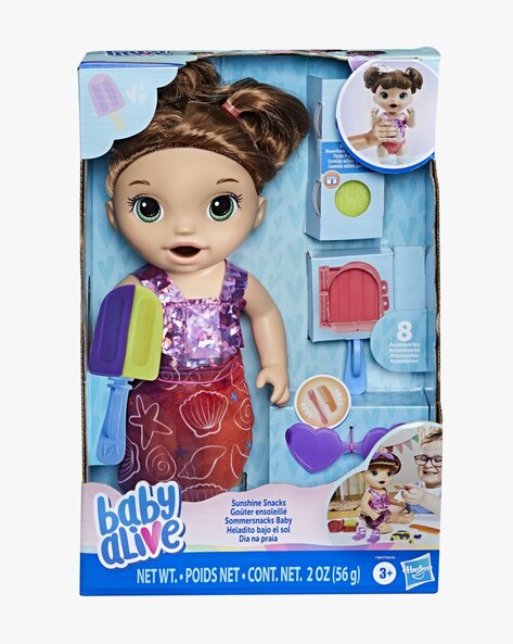 Baby Alive Sunshine Snacks Doll, Eats and Poops, Summer-Themed Waterplay  Baby Doll, Ice Pop Mold, Toy for Kids Ages 3 and Up, Brown Hair