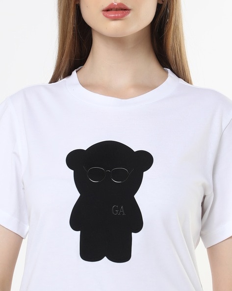 Buy EMPORIO ARMANI Manga Bear Regular Fit Cotton T Shirt Black