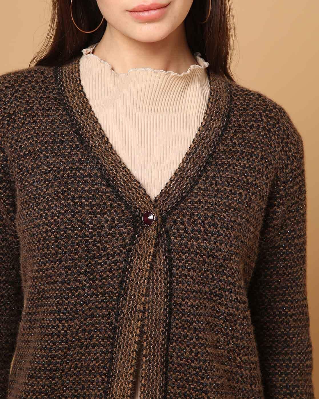 Women Patterned V-Neck Cardigan