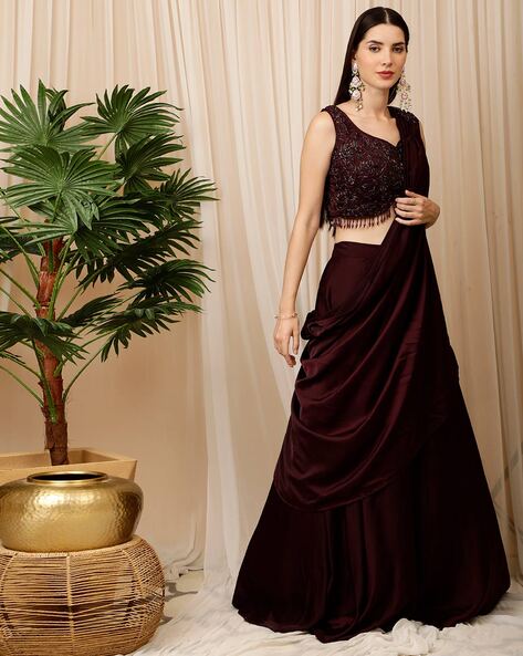 Buy Wine Lehenga Choli Sets for Women by FUSIONIC Online | Ajio.com