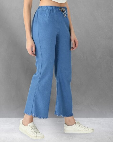 Nbhjzbcswkz Slacks for Women, Light Blue Denim Trousers Vintage Wide Leg  Pants Women Straight Long Pants High Waist Casual Loose With Belt (Color :  PICTURE COLOR, Size : X-Small) price in Saudi