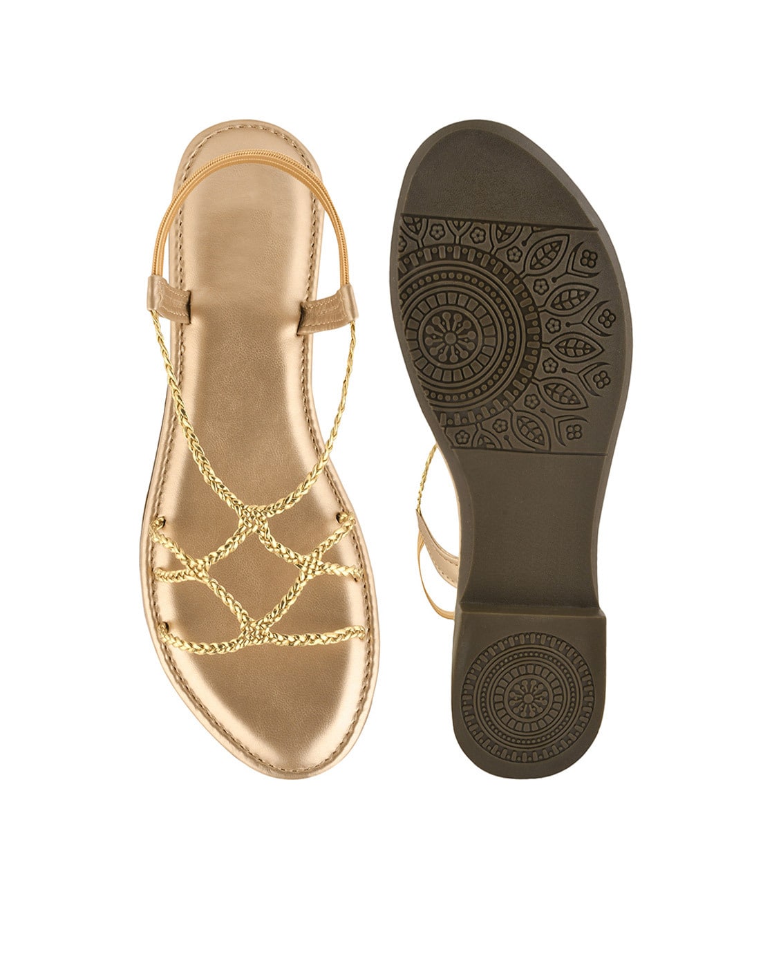 Buy online Gold Pu Flat Forms Sandals from flats for Women by Aurelia for  ₹850 at 47% off | 2024 Limeroad.com
