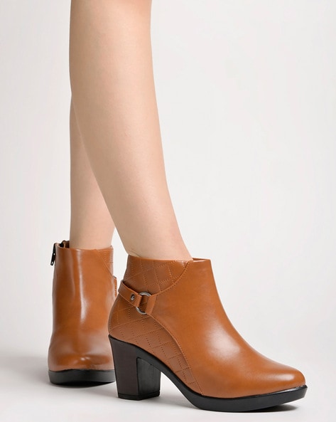 Quilted leather ankle hot sale boot with belt