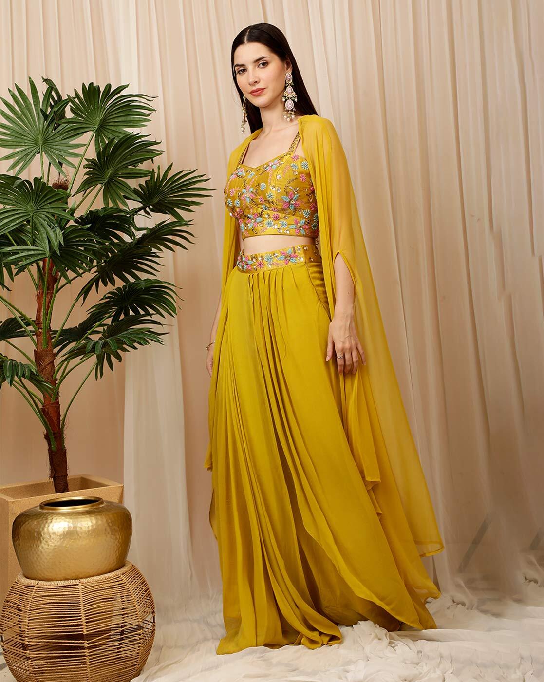 Women Embroidered Crop Top Dhoti Pants with Shrug