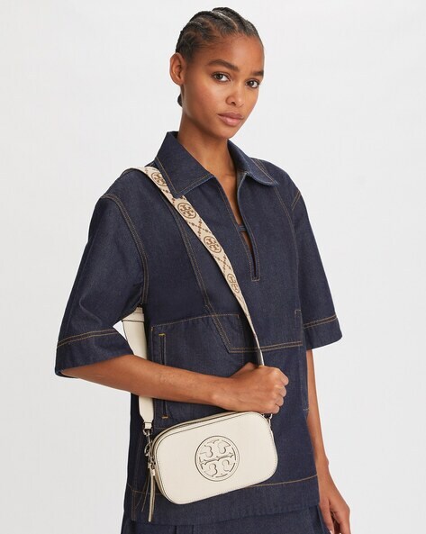 Tory Burch Raffia Mini Miller Cross-body Bag in Metallic