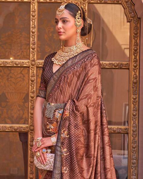 Coffee Brown Elegant Designer Silk Saree with Intricate Work – lassyafashion