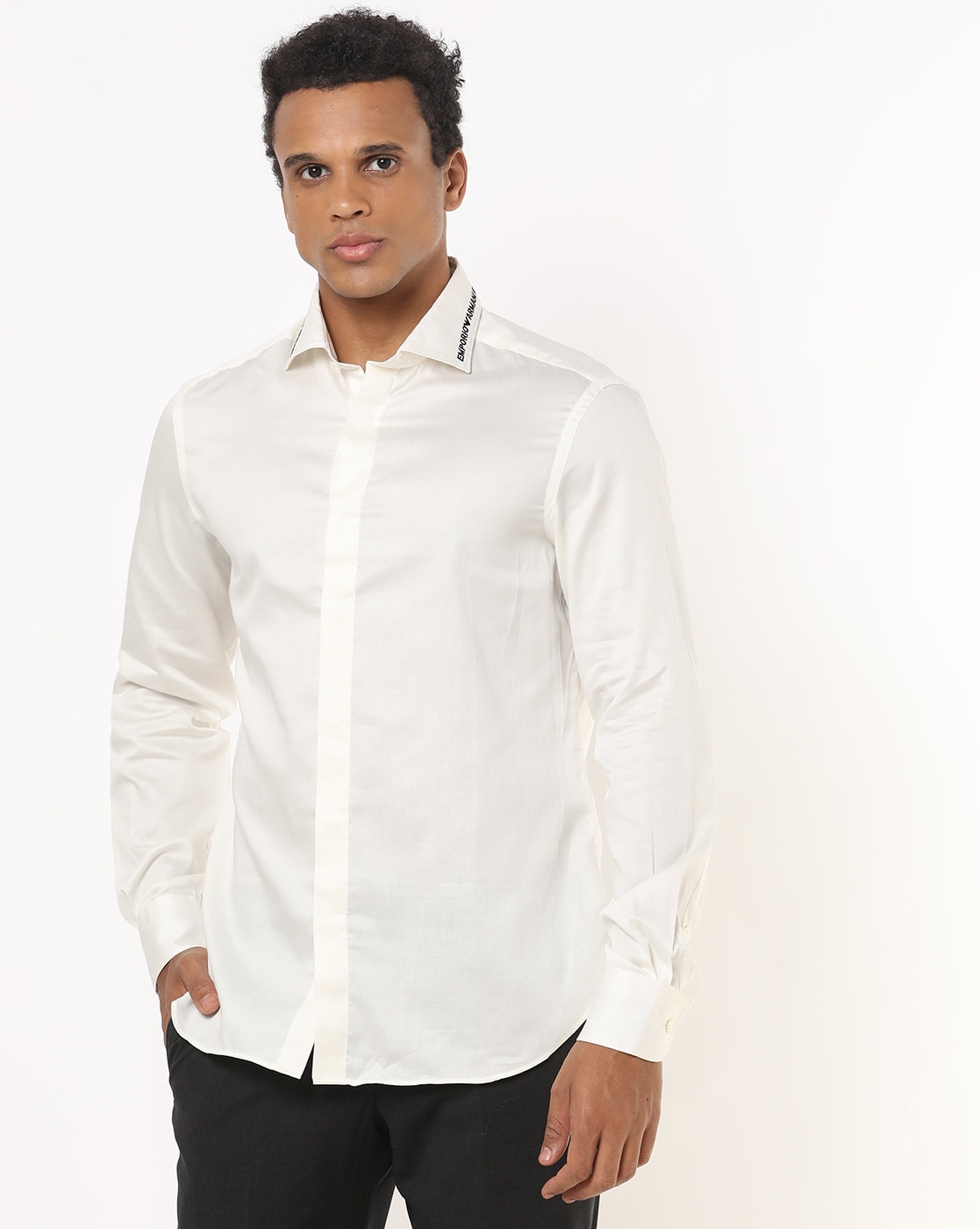 Buy EMPORIO ARMANI Regular Fit Cotton Shirt White Color Men