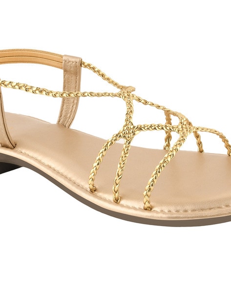 Women's Clip Toe Flat Sandals Fashion Golden Strappy Summer - Temu