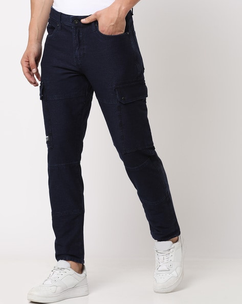 Buy The Souled Store Solids : Ash Grey Straight Fit Men Cargo Jeans online