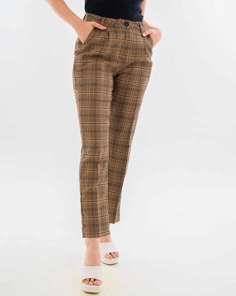 Checked trousers - OCTOPUS Hazelnut/Black | Womens Luisa Spagnoli Pants -  busoga