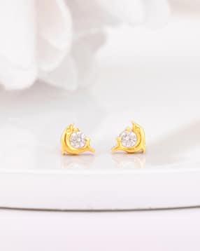 Women Sterling Silver Gold-Plated Dolphin Stud Earrings-image-23