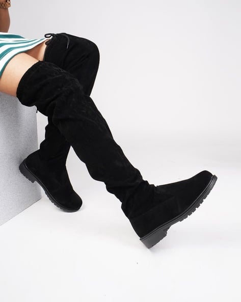 Dress Chunky Black Knee Boots Dream Apparel Womens Faux Leather