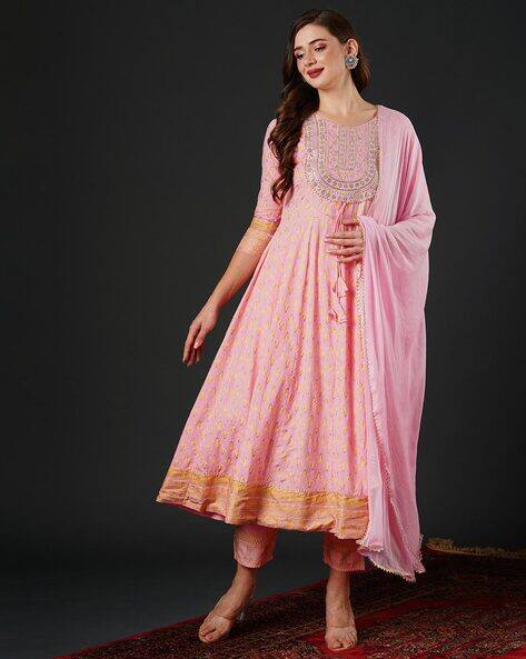 Women Embroidered A-Line Kurta Set