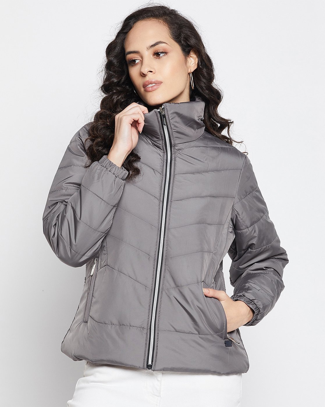 Dark grey puffer on sale coat