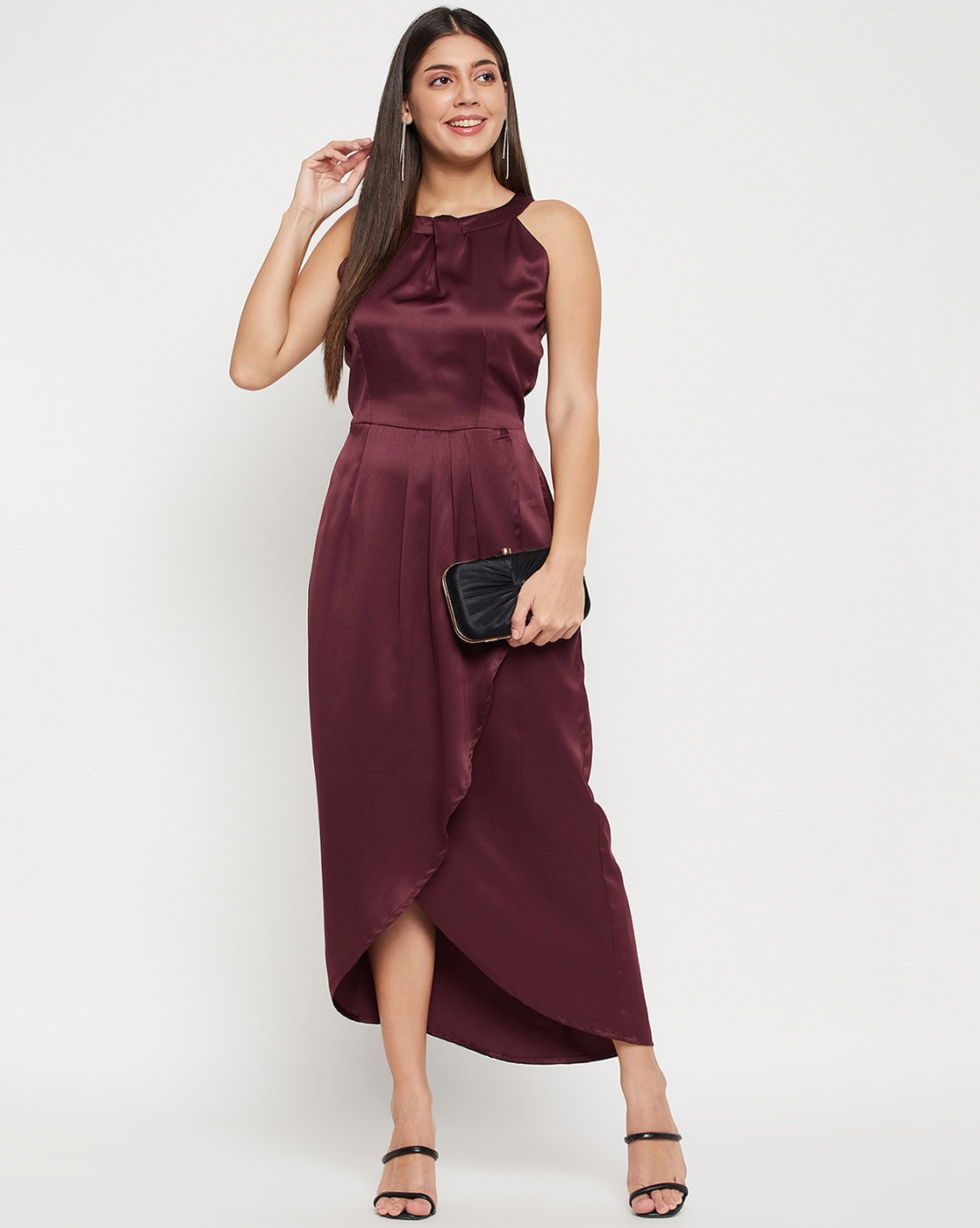 BLONDIE Womens Burgundy Spaghetti Strap Square Neck Short Cocktail Fit + Flare  Dress Juniors 3 