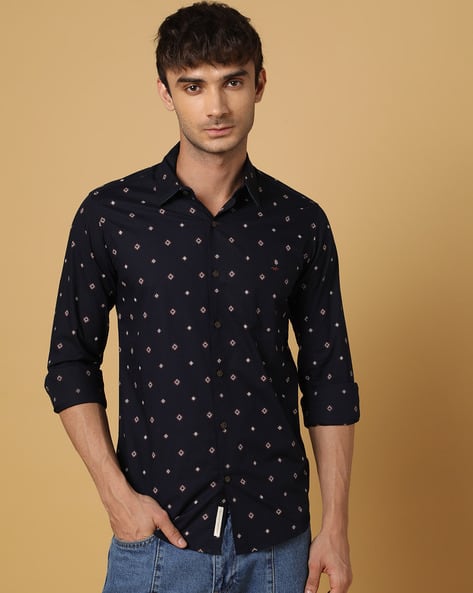 Men Geometric Print Slim Fit Shirt