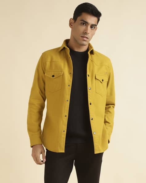 Spread-Collar Cotton Overshirt with Flap-Pockets