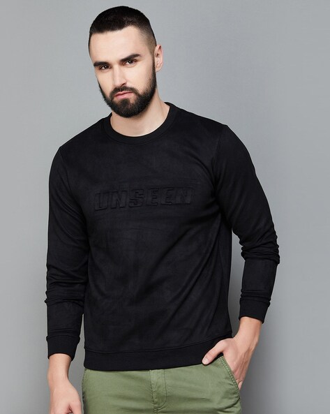 Buy Men's Solid Crew Neck Sweatshirt with Long Sleeves Online